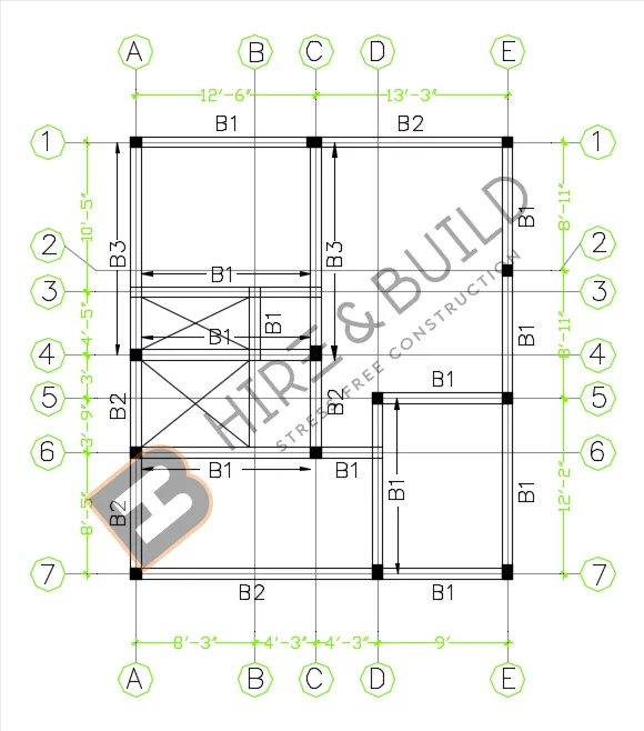 Ground floor roof beam details